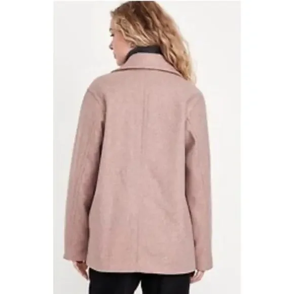 Old Navy Pink Heather Oversized Double-Breasted Classic Casual Pea Coat - Picture 2 of 10